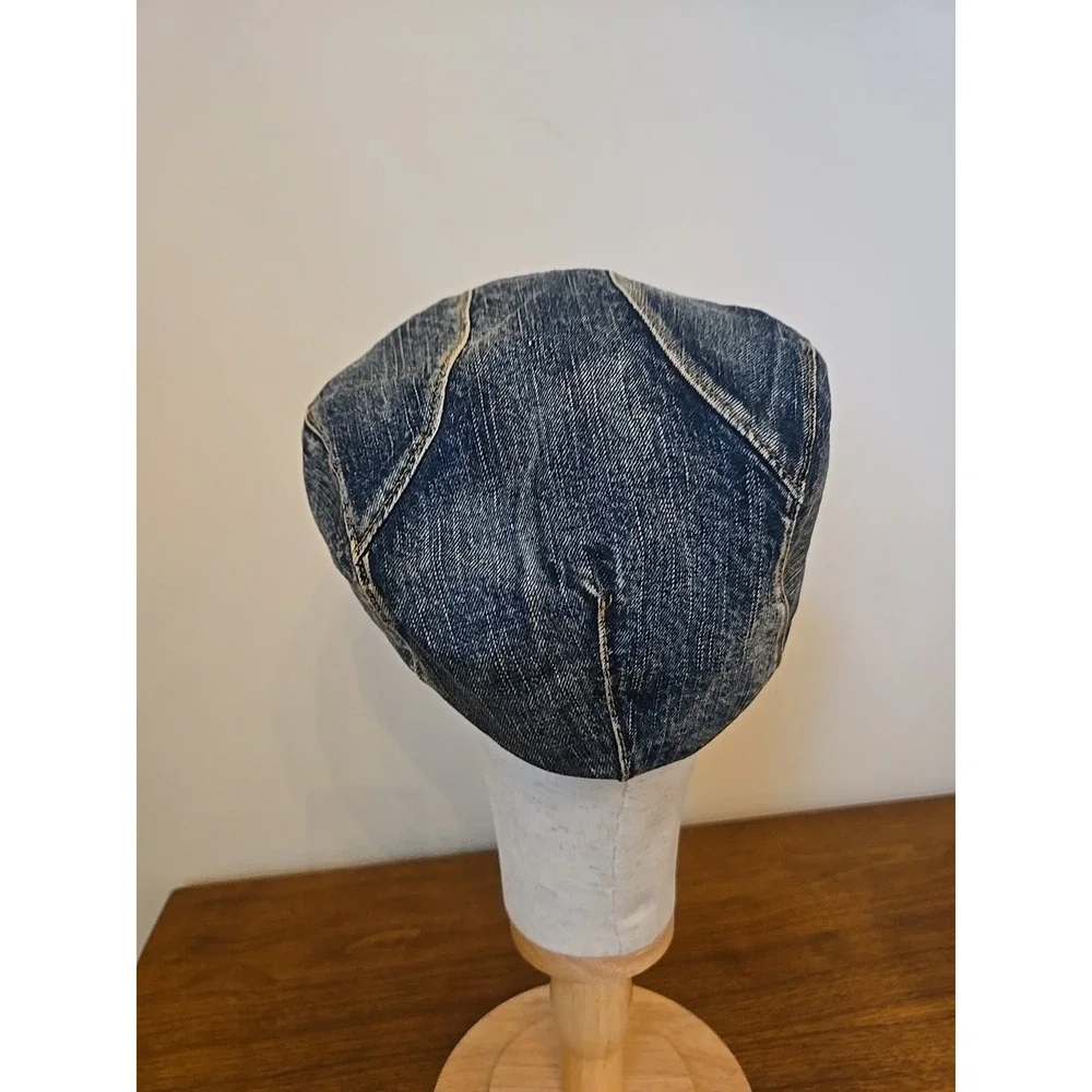 Vintage Denim Cabbie Newsboy Cap Gatsby Hat Retro 80s Jean Golf Grunge Mens Med